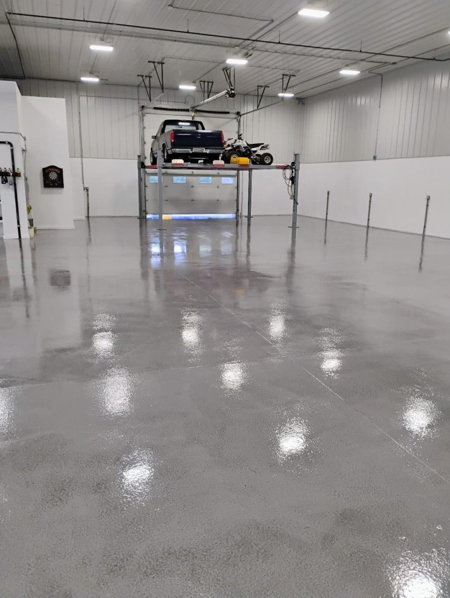 Warehouse Epoxy Floor. Marshfield, MA. Color: manatee