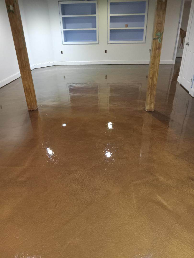Basement Epoxy Floor. Hingham, MA. Color: Rum